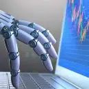 main de robot sur un clavier