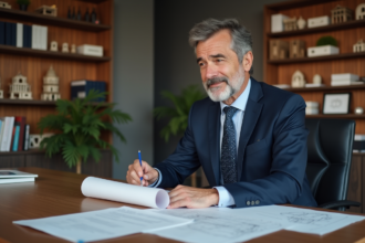 Architecte homme en costume dans un bureau moderne
