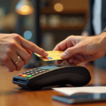 Main bloquant une carte contactless au terminal de paiement