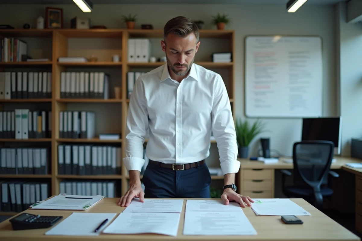 Comptable comparant des contrats avec des conditions de paiement dans un cabinet professionnel