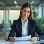 Femme d'affaires confiante dans un bureau moderne