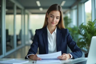 Femme d'affaires confiante dans un bureau moderne
