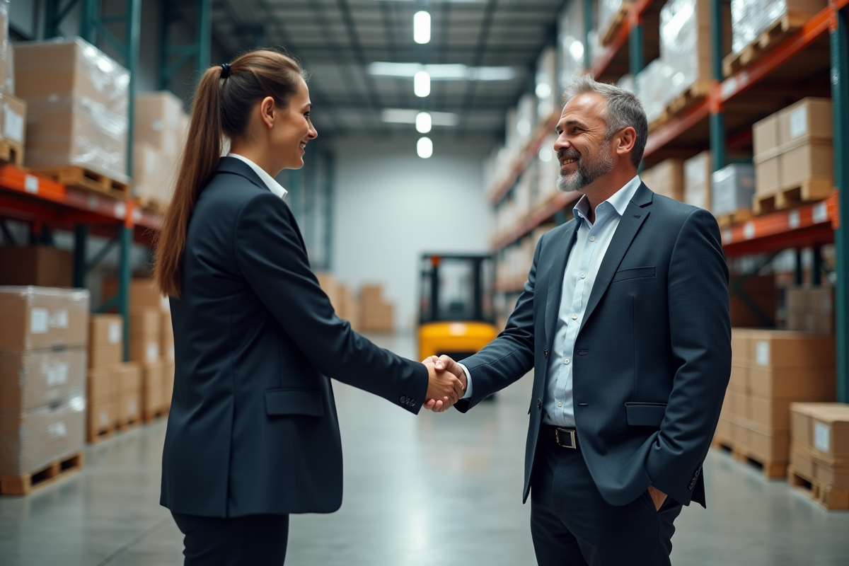 Homme fournisseur serrant la main d